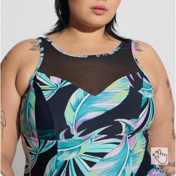 NWT!! TORRID tropical wirefree one piece bathing suit, 2X. - Picture 4 of 10